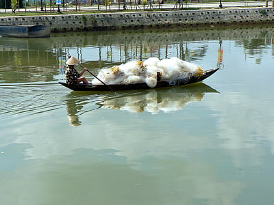 Βιετνάμ, ένα Χόι Αν-, βάρκα, ψαράς