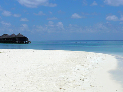 Maledivy, pláž, oceán, svátek, obloha, Příroda, Romantický