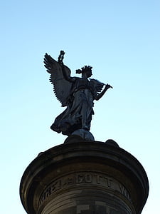 siegburg Vācija, siegessäule, eņģelis, debesis, zila, balsts, statuja