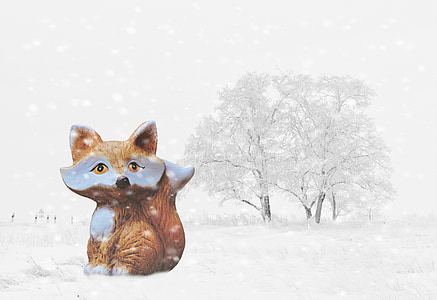 talvi, lumi, Fuchs, Talvinen, valkoinen, puu, kylmä