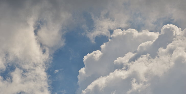sky, clouds, blue, white, background image, cumulus clouds, nature