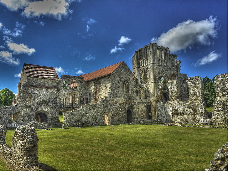 ruinerna, Priory ruiner, Storbritannien, överge byggnaden, Castle acre, Priory, historia