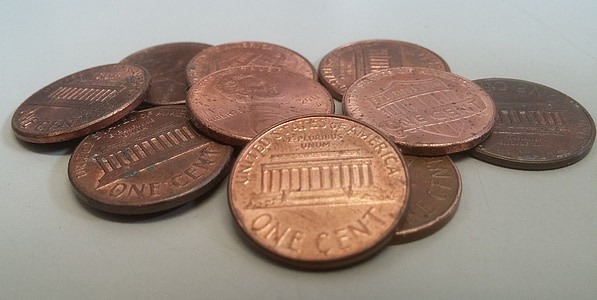 pennies, penny, coins, coin, currency, money, change