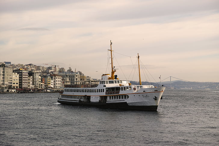 vaixell, v, Istanbul, paisatge, Marina, platja, paisatge urbà
