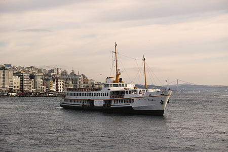 kapal, v, Istanbul, pemandangan, Marinir, Pantai, townscape