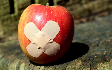 apple, patch, food, get well soon, association, healing, patch up