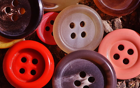 buttons, 4 holes, colorful, close, button, color, red