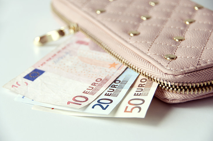 plånbok, pengar, sedlar, euro, Cash