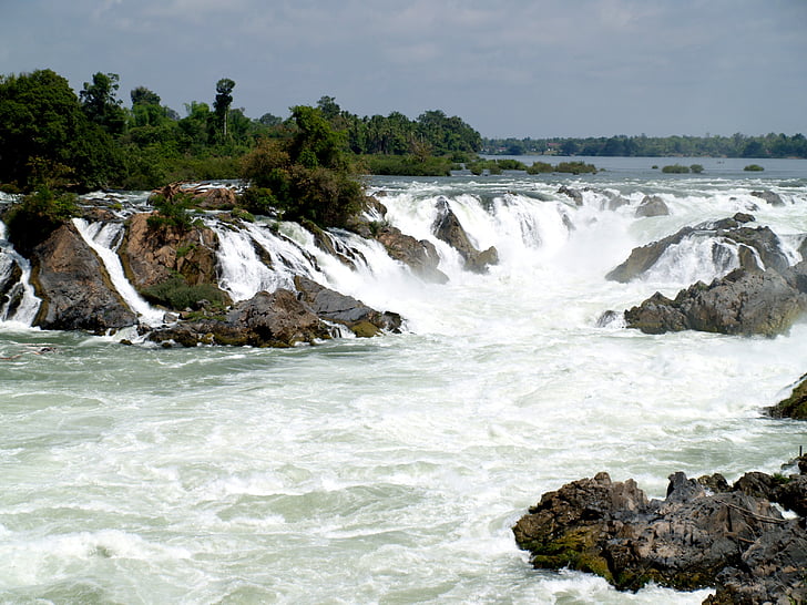 patru mii de insule, Laos, cascadă, jungla, peisaj, Râul, peisaj