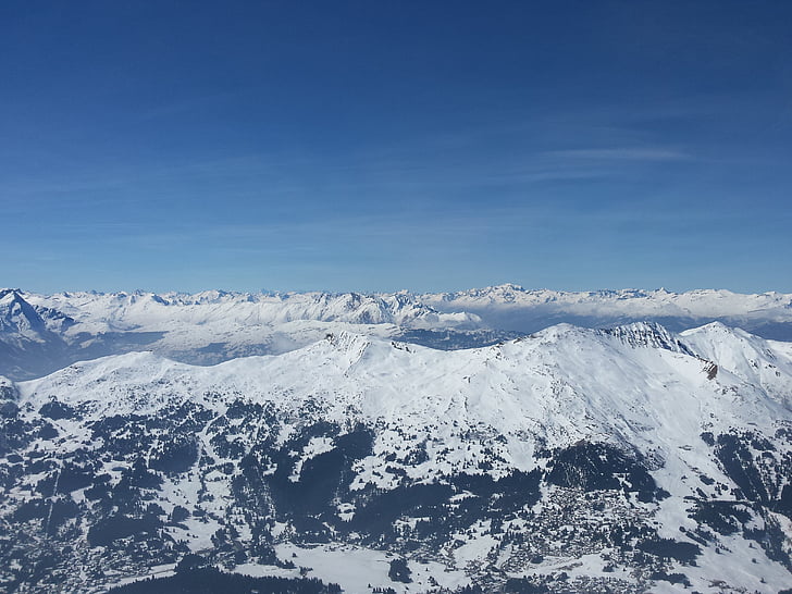 skats, kalns, uz kuriem, sniega, dienas, Šveice, Alp