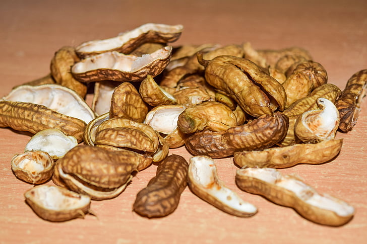 peanuts, nutshells, nuts, shell, brown, organic, cracked