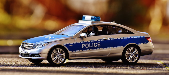 Mercedes benz, politiet, model bil, politibil, patruljevogn, køretøj, Legetøjsbil