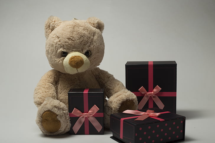 enfants, peluche, cadeaux, cadeau, ours en peluche, jouet, célébration