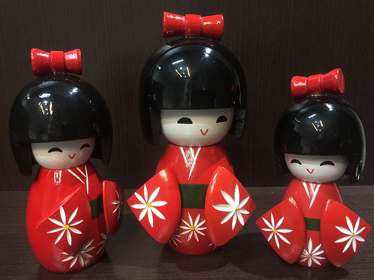Japoński, lalka, Japonia, czerwony, pomieszczeniu, Boże Narodzenie, nie ma ludzi