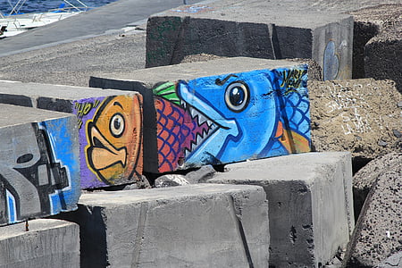 граффити, Искусство, бетонные блоки