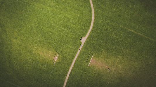 zelena, trava, nogomet, polje, sportski, iz zraka, Prikaz