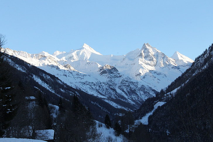 планински, Швейцария, зимни, пейзаж, Алпи, сняг, среща на върха