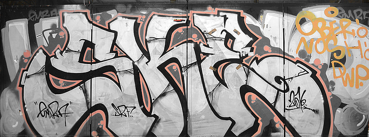 Graffiti, Street-art, urbane Kunst, Wandbild, Spray, Graffitiwand, Fassade des Hauses