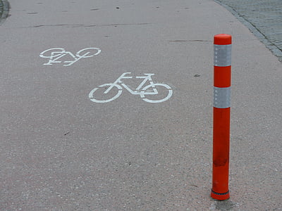 cycle path, bike, road, cycle path signs, mark