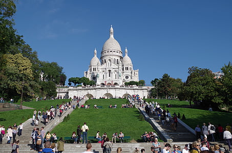 Pariz, Montmartre, katedrala, ljudje, znan kraj, arhitektura