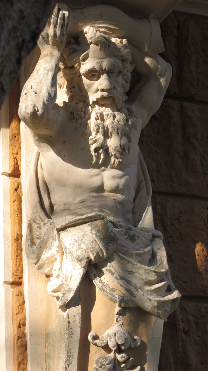 Atlas, facade, sten figur, historisk set, Bjørn, sikre, hårdt