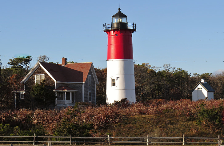 Lighthouse, röd, Ocean, maritima, Cape cod, nautisk, havet