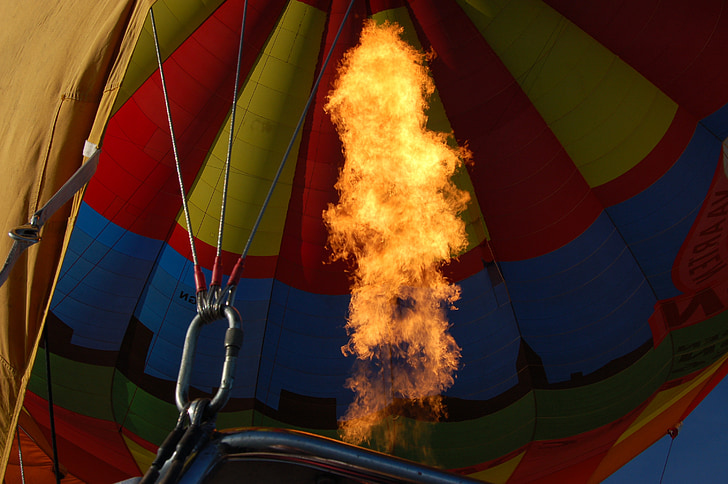 hot air balloon, burner, fire