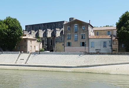 Arles, Frankrike, Rhône, gamla stan, historiskt sett, tornet, Bank