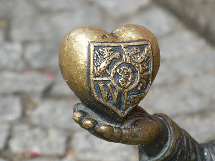hjärtat, hand, Wroclaw, Marketplace, Wrocław, dvärg, gnome