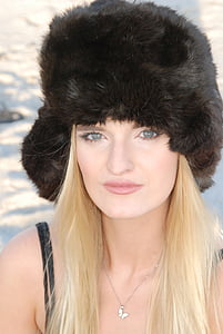 russisk, hat, Beach, model, blå, øjne, makeup