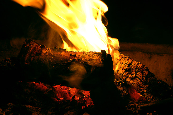 fire, bonfire, wood, billet, elda, hot, brinn