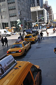 bicicleta, Nova Iorque, táxi amarelo