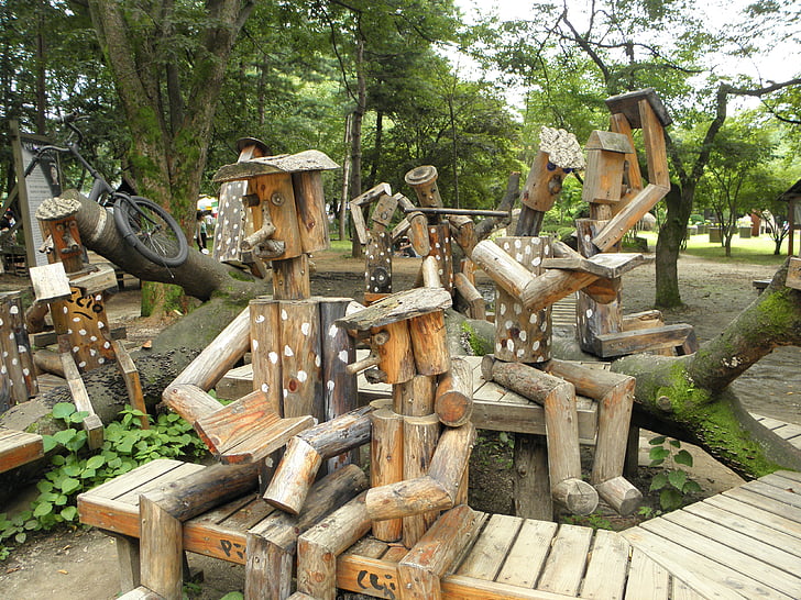 trä, skulptur, naturen, bänk, stol, fungerar, Nami