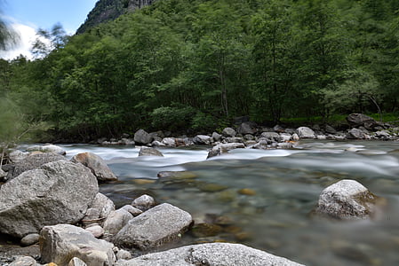 河, 长时间曝光, 水, 自然, 流, 岩石-对象, 山