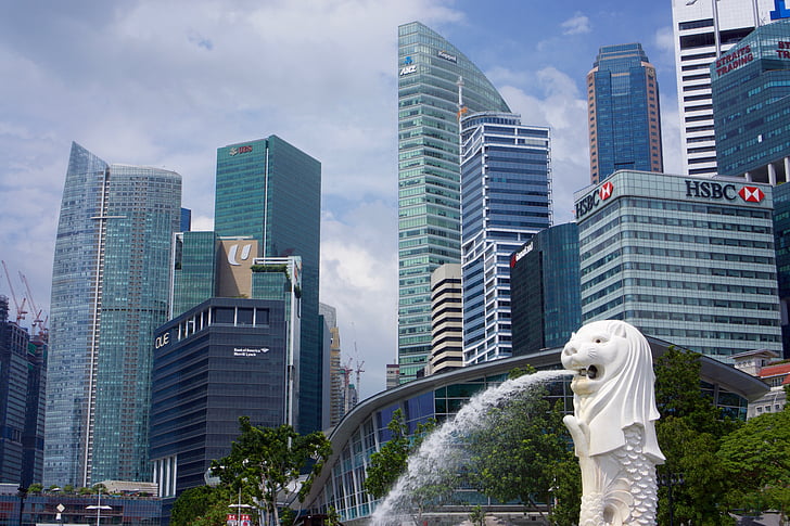 Singapour, ville, Fontaine, architecture, l’Asie, entreprise, paysage urbain