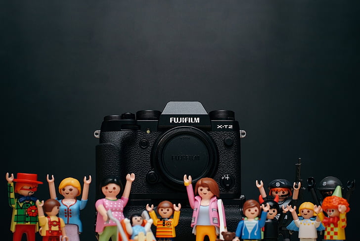 Fujifilm, črna, kamero, fotografije, igrača, prikaz, fotoaparat - fotografske opreme