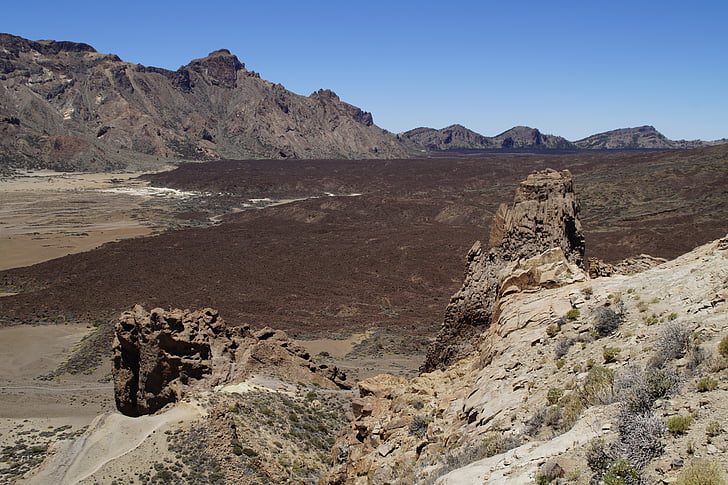 Lunar lansekap, Teide, lava, Tenerife, Teide national park, Kepulauan Canary, kawah