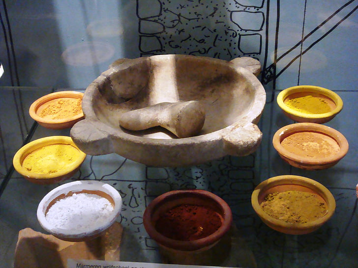 ceramics, pottery, bowl, pigment, rub, food