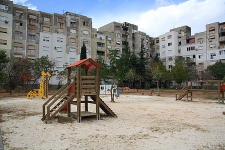Czarnogóra, Podgorica, dzieci, plac zabaw dla dzieci, mieszkalnej, płaski