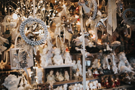 Weihnachten, Dekor, Ornamente, Unschärfe, Anzeige, Geschäft, Tag