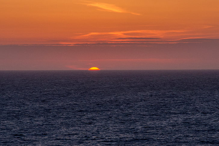 naplemente, Cornwall, Dél-mirigy, tenger, természet, kék, Sky