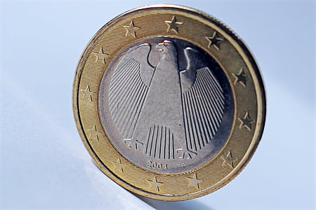 euro, munt, een euro, geld, losse verandering, specie, € munt