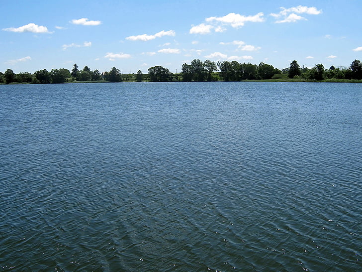 озеро, вид, Польша, пейзаж