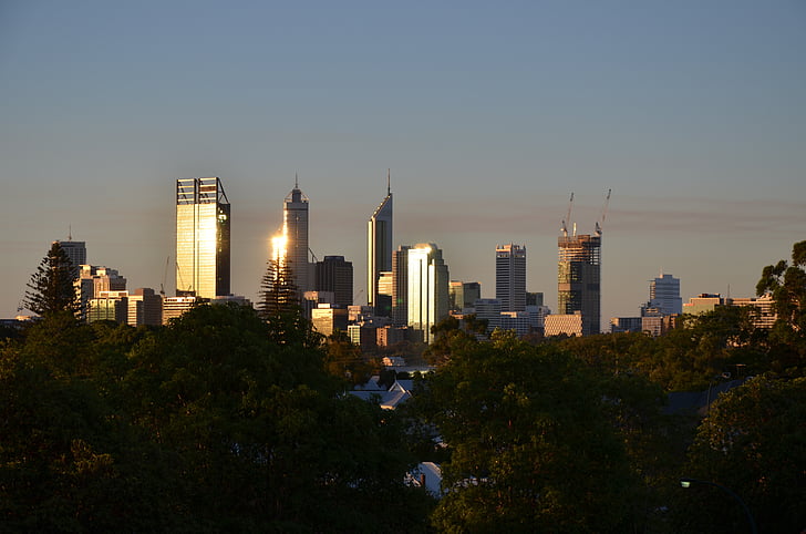 cidade, Perth, linha do horizonte