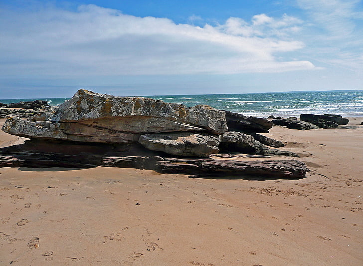 roca, Costa, Escocia, agua, steinig, mar, Playa