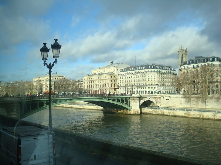 Párizs, arquitetuta, Franciaország, Eiffel, híd, entardercer, természet