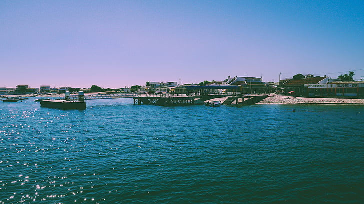 Foto, mare, Dock, vicino a, Seashore, giorno, spiaggia