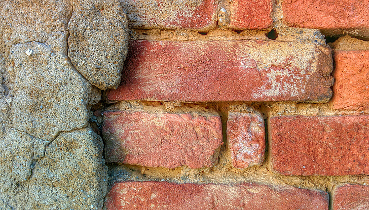 caramida, zid de cărămidă, perete, mortar, vechi, bloc, grunge