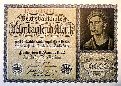 インフレ, お金, 1922, 帝国紙幣, ドイツ, 戦争誘発, 貧困