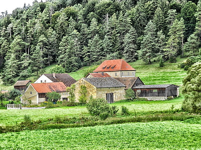 germany, landscape, farm, scenic, valley, barn, house